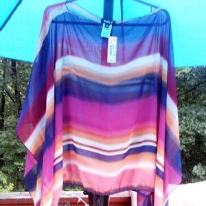 Colorful Striped Sheer Blouse Nwt